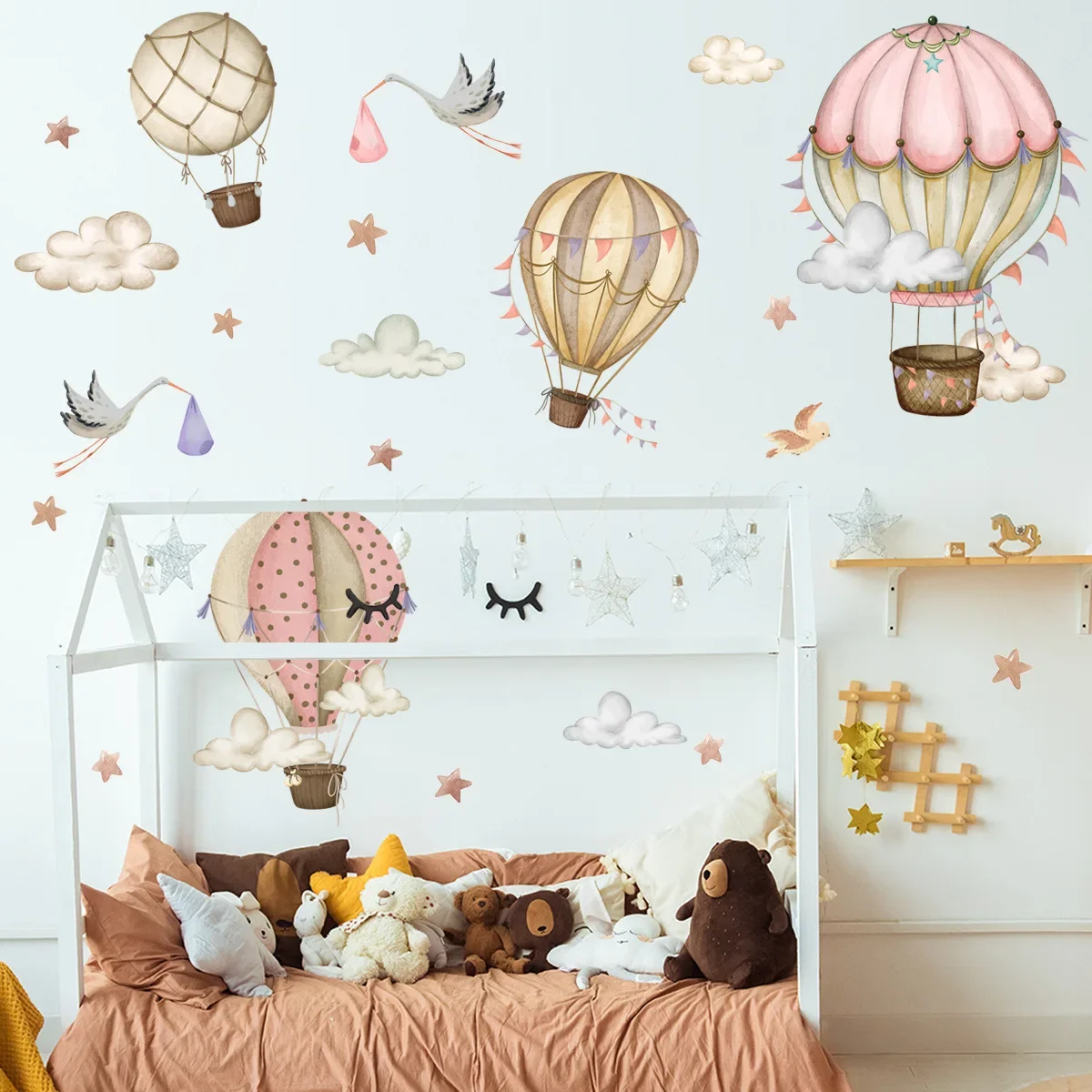 Cloud Wall Decals Cool & Cozy Atmosphere Hot Air Balloon Clouds Wall Stickers Self Adhesive stylish Kids Rooms Cloud Wall Decals