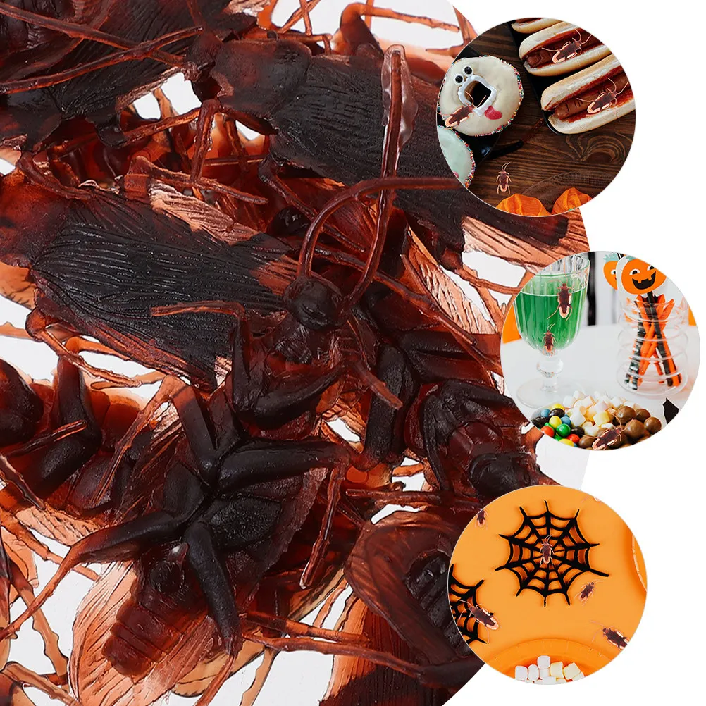 

20Pcs Realistic Fake Cockroach Plastic Prank Props Halloween Party Trick Decorations Scary Simulation Bugs Fake