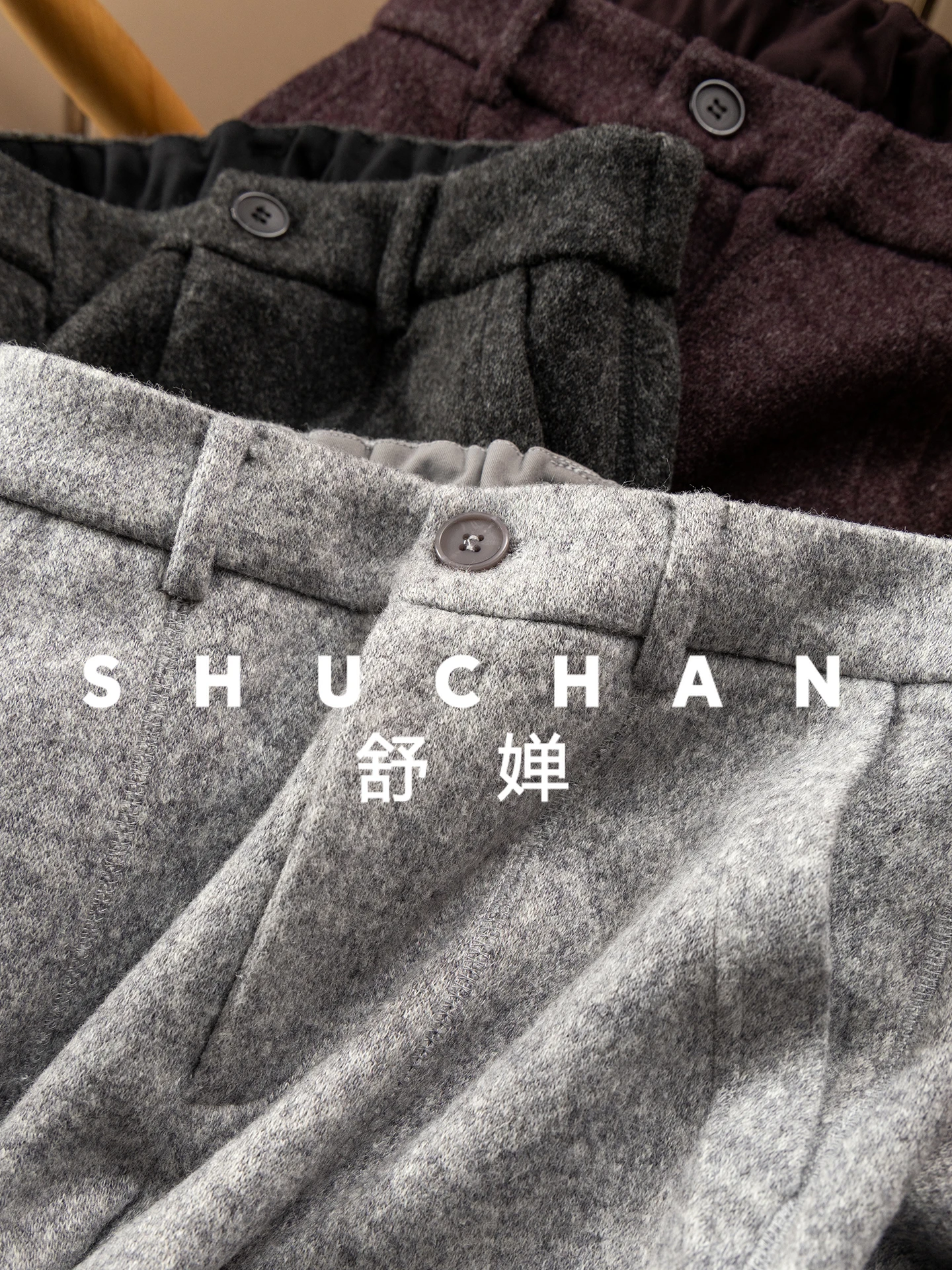 Spodnie damskie z szerokimi nogawkami, elastyczną talią, z wełną, modelujące brzuch, model 45F7