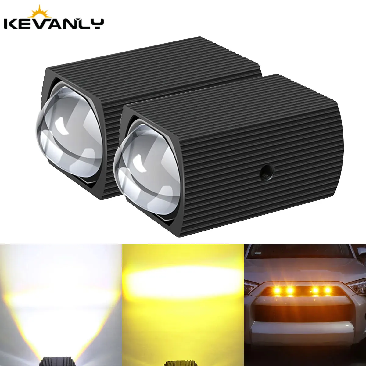 

Car LED Grille Light Spotlight 12-30V Low High Beam Projector Lens 35W Motorcycle Auxiliary Dual Color Driving Light Universal