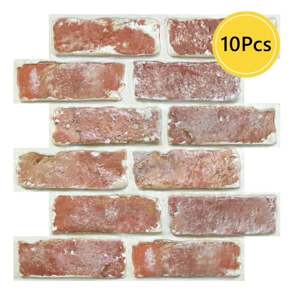 10 stuks 3D-wandpanelen schil en plak, 3D bakstenen muurstickers, zelfklevende tegel backsplash keuken, badkamer decoratie