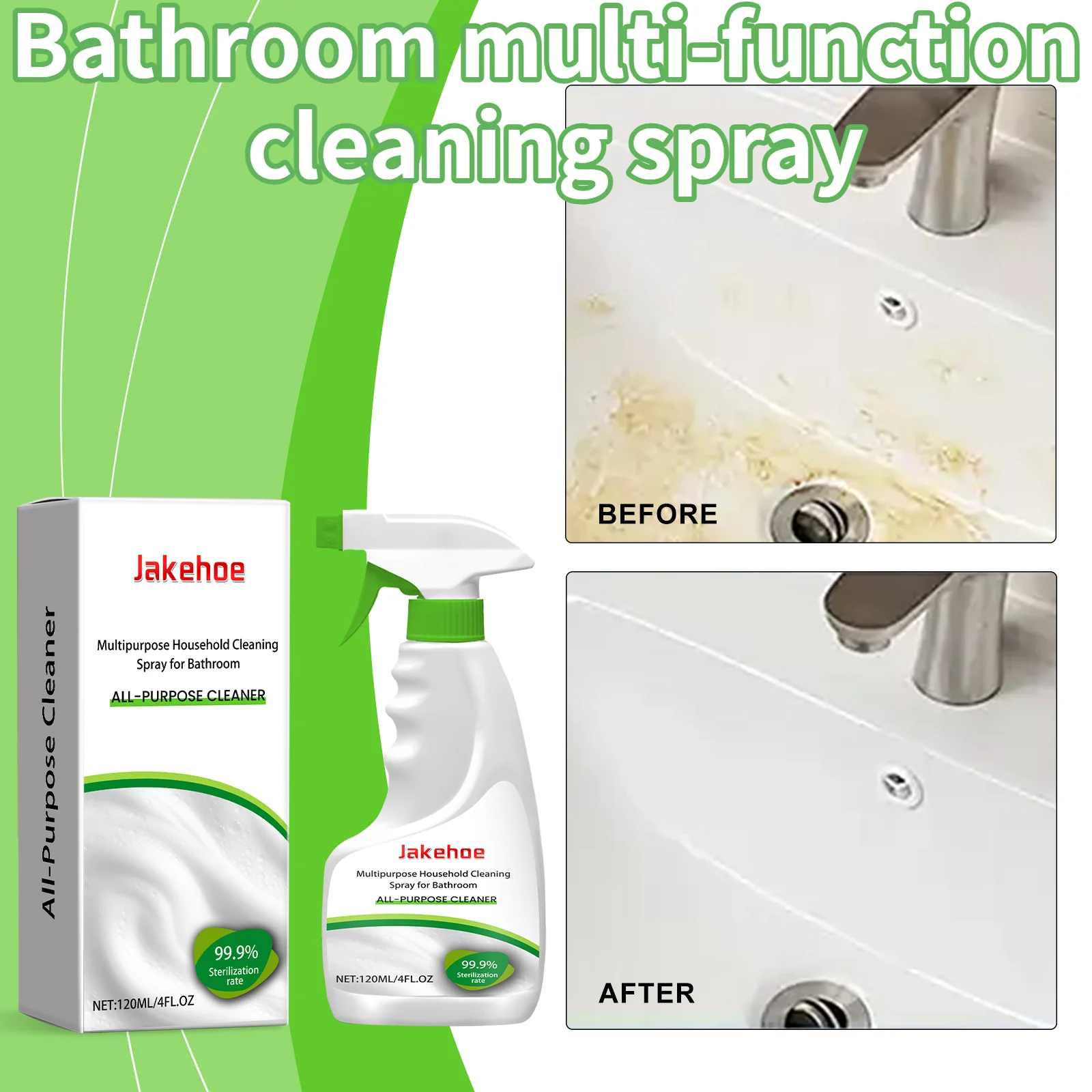 Bathroom Multi-Function Household Cleaning Spray Wall Floor Tile Bathtub Toilet Clean Efficient Decontamination Spray 120ml