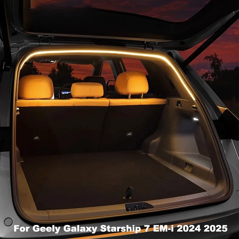 

for Geely Galaxy Starship 7 EM-i 2024 2025 Car Trunk Ambient Light Strip Waterproof Interior Decoration Accessories