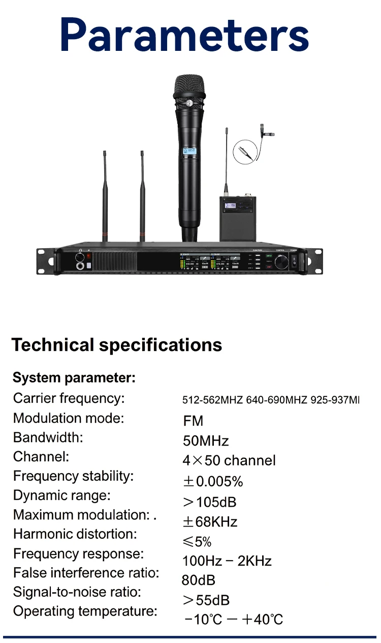 Paulkitson ANX4 True-Diversity Drahtloses Mikrofonsystem, Mehrfrequenz-Handmikrofon mit Bodypack für Karaoke, Bühne und Live-Shows – Detail 20