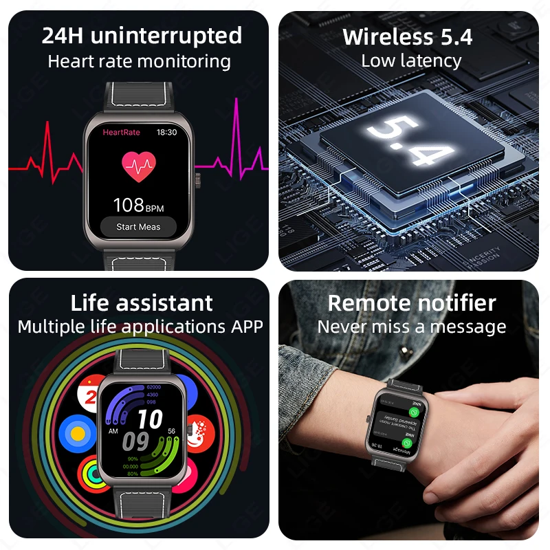 Novo relógio inteligente para homens mulheres bt chamada smartwatch 1.83 "para android ios rastreador de fitness relógio pedômetro monitor de sono freqüência cardíaca