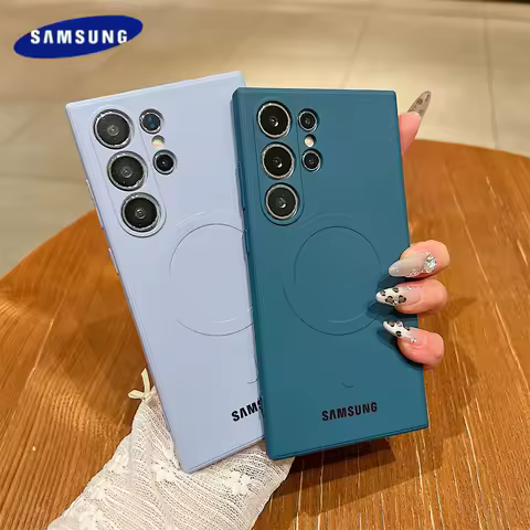 Luxury Liquid Silicone For Magsafe Magnetic Case For Samsung Galaxy S25 S24 S23 S22 Ultra Plus S21 FE Soft TPU Shockproof Cover