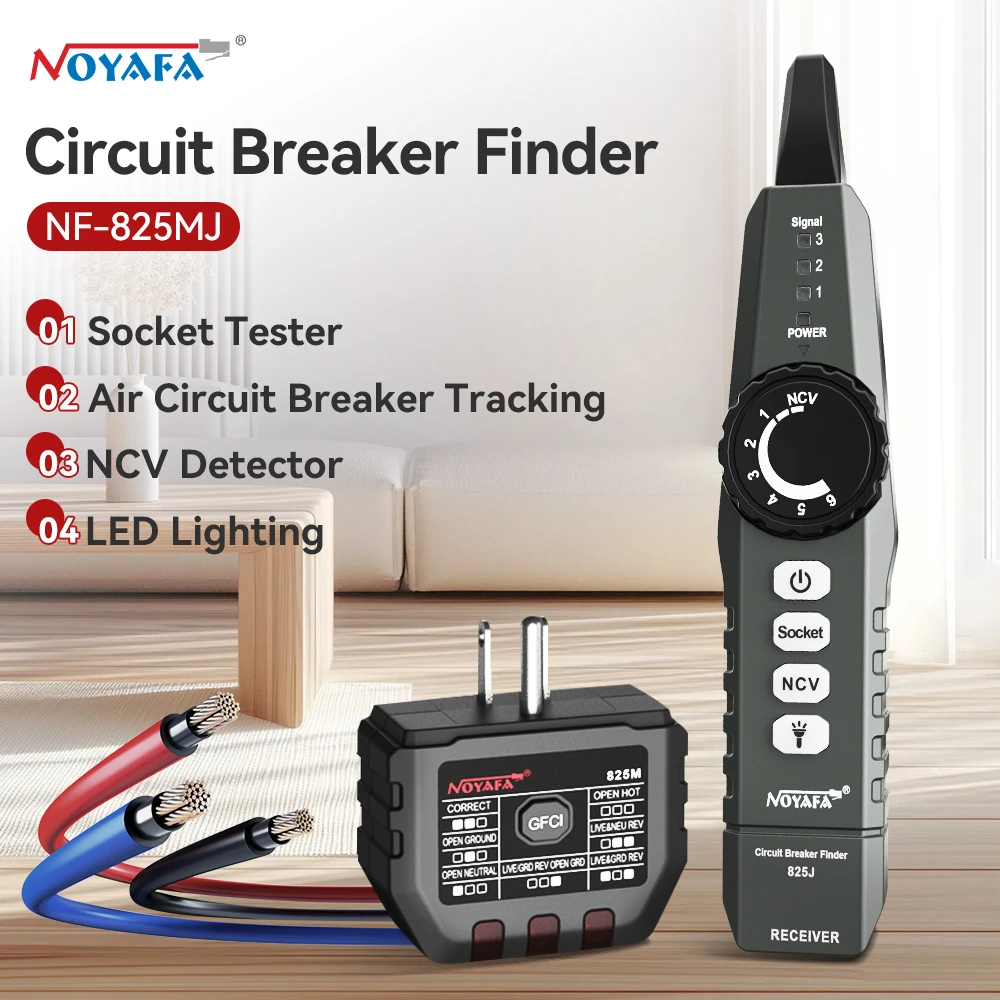 

NOYAFA Automatic Circuit Breaker Finder 120V Circuit Switch Tester Fuse Socket Tester Electrician Diagnostic Tool