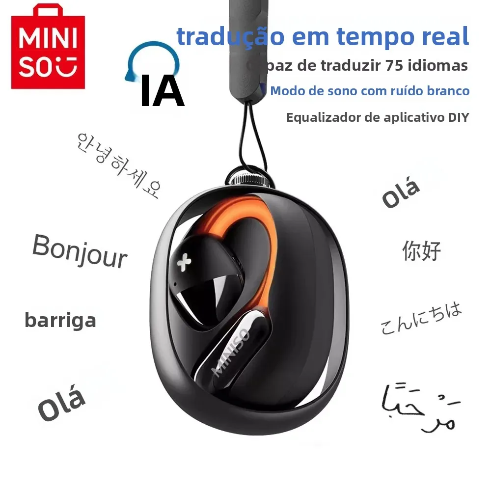 Miniso m99 tradução inteligente bluetooth em tempo real ai traduzir equalizador app fones de ouvido sem fio viagem de escritório com microfone