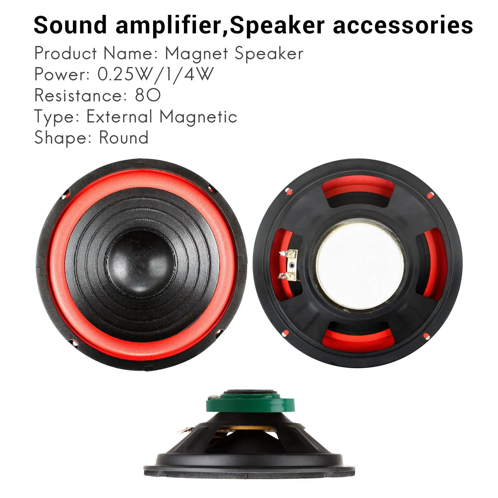 Best 2 Pcs 1/4W 0.25W 8Ohm 27mm round external magnet speaker speaker,Sound amplifier,Speaker accessories