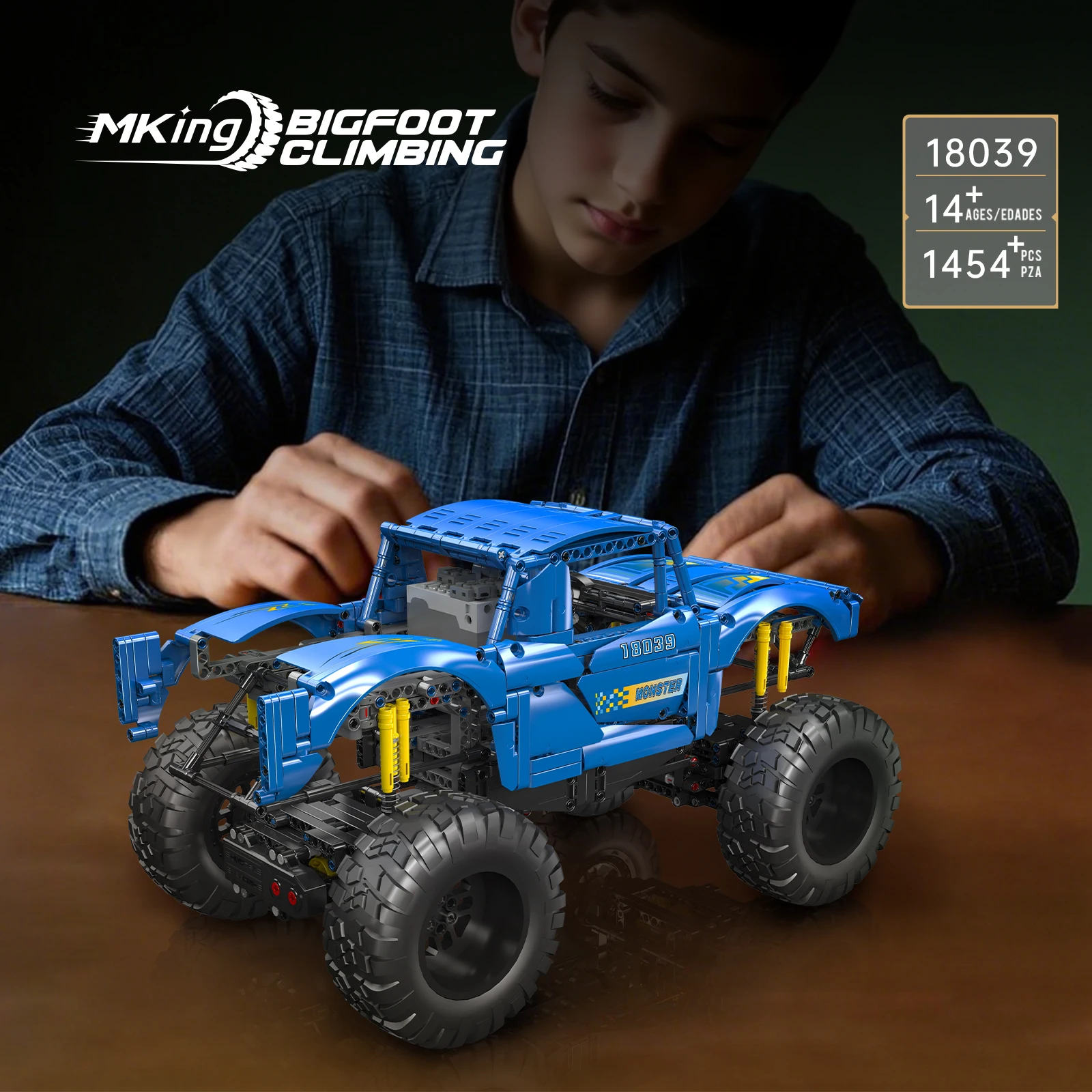 Mould King 18039 coche de juguete técnico, Control remoto, camión de pie grande, montaje de bloques de construcción, juego de ladrillos para coche, regalos de navidad para niños