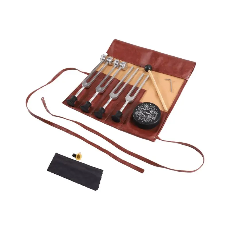 ABVL-For Healing,Sound Therapy Tuning Fork Set- 128Hz 136.1Hz 256Hz 384Hz& Activator With Base For Body Health