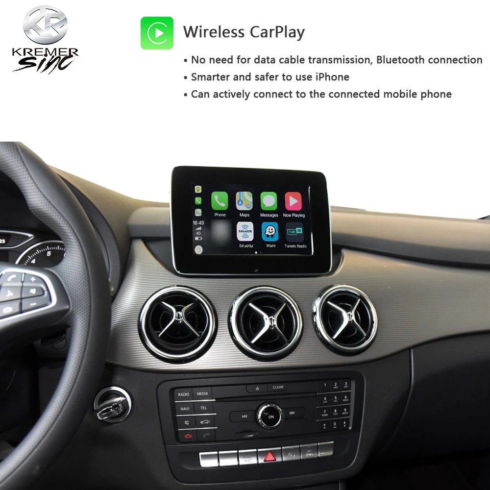 Wireless Apple CarPlay AndroidAuto Retrofit for Mercedes Benz A / B Class GLA Mirror Airplay W169 W245 W156