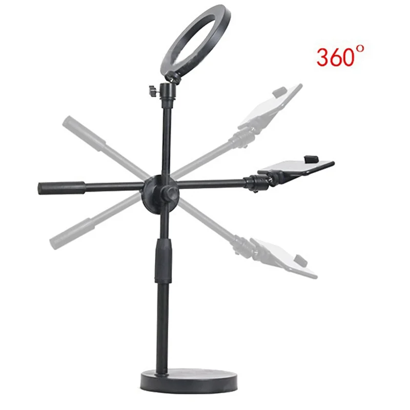 Elevated Tripod with Ring Light Desktop Desktop Shooting Stand Tripod with Mobile Phone Holder Cantilever