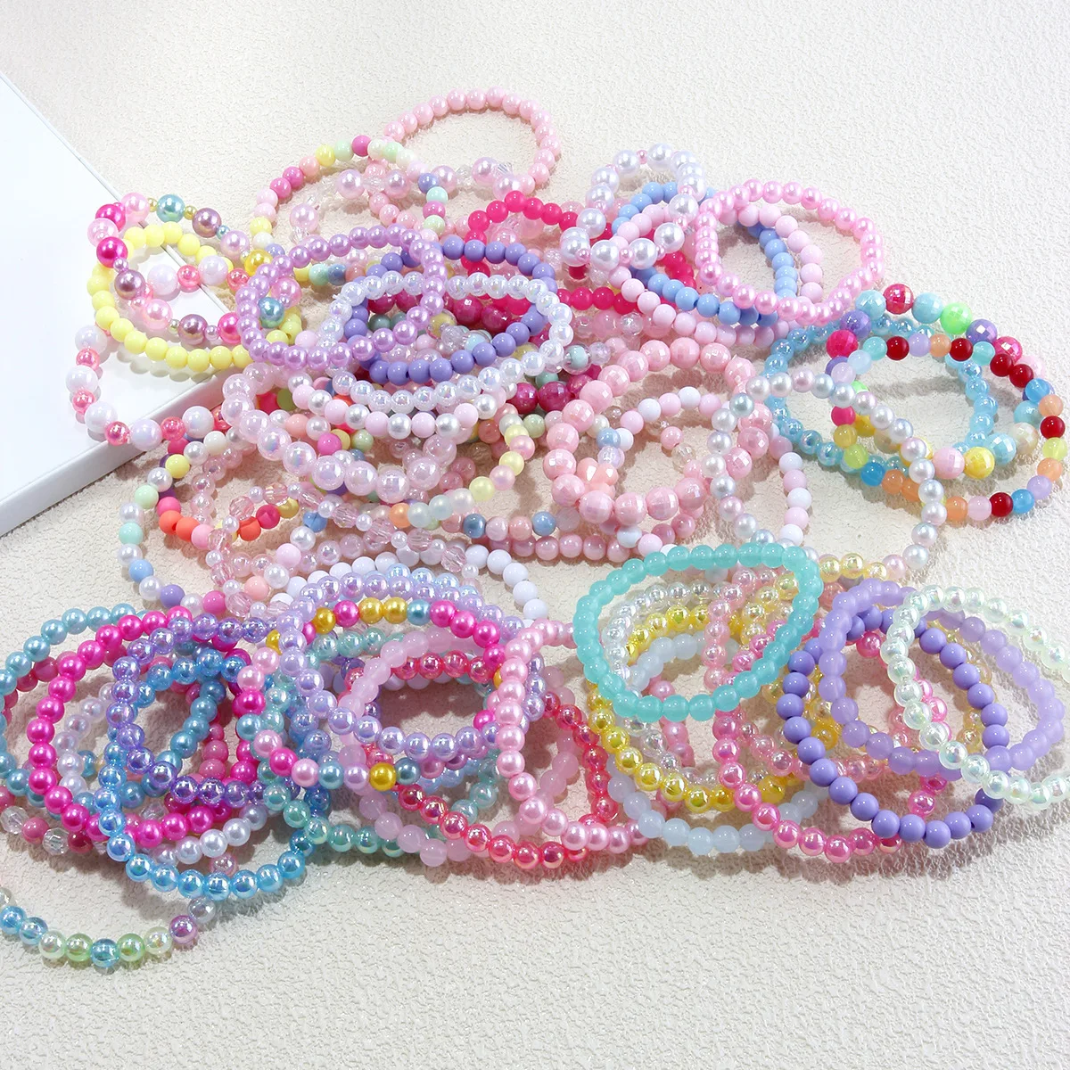 15pcs Candy Color Beads Bracelet for Kids Girl Birthday Party Favors Baby Shower Guest Jewelry Gift School Prizes Treat Bag