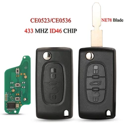 jingyuqin Remote Smart Car Key For Peugeot 607 406 207 307 For Citroen C2 C3 C4 C5 2/3Buttons CE0523/CE0536 433Mhz ID46 Chip