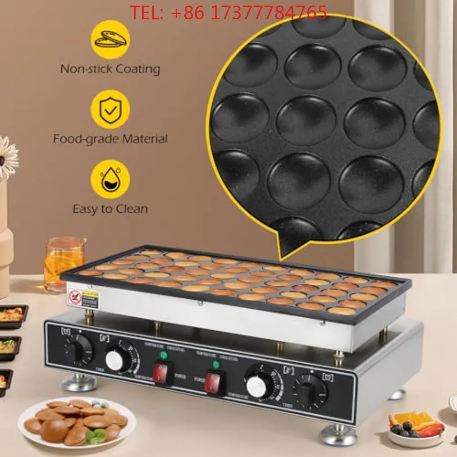 Commercial Mini Pancake Maker 50PCS 1600W Stainless Steel Dutch Pancake Maker Non-stick Coating Poffertjes Maker for Restaurant