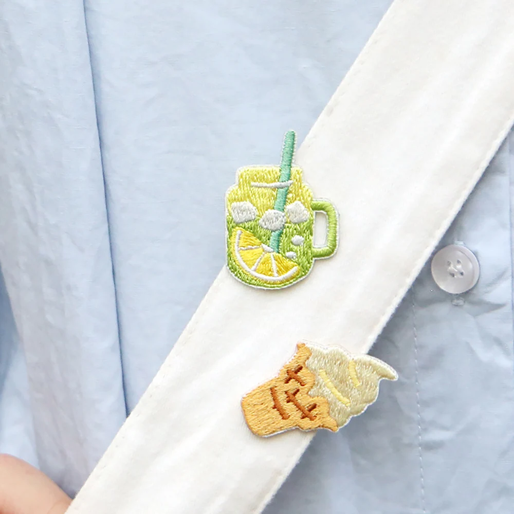 1 قطعة عصا التطريز على التصحيح الآيس كريم مخروط الشوكولاته مثلجات الليمون الصودا الملابس DIY بها بنفسك الديكور زين ذاتية اللصق #6