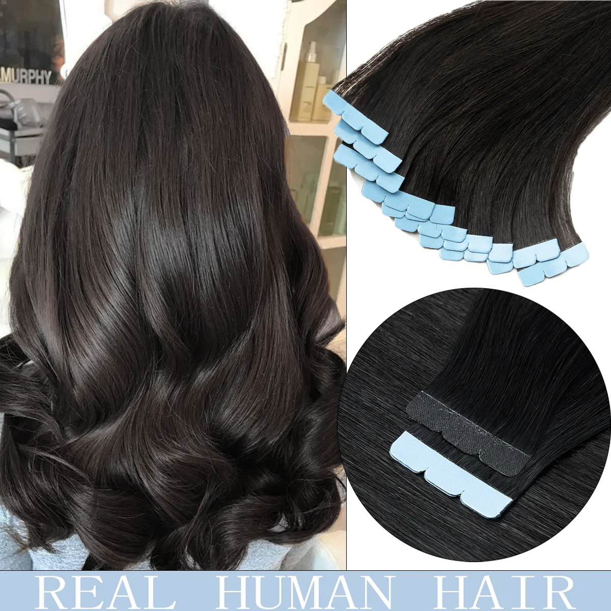 

Natural Blonde Straight Human Hair, Mini Tape In Hair Extensions with Invisible Skin Weft, 12"-24" Available, 10Pcs Per Pack