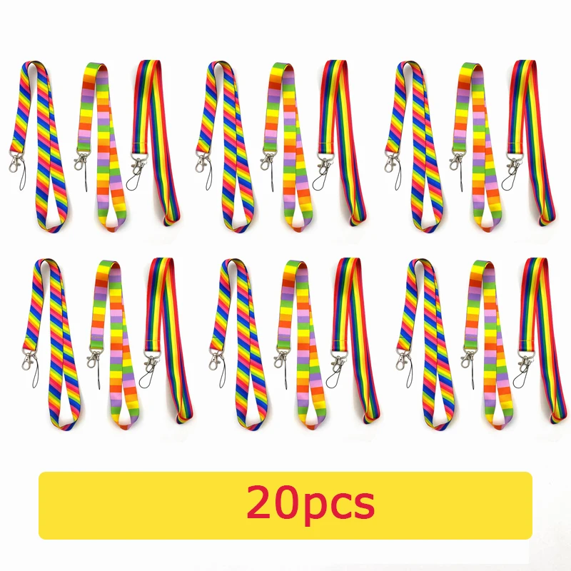 20 stücke Homosexuell Stolz lgbt Regenbogen Herz Gurtband Schlüssel kabel hängen Lanyard Hals ID-Karte Zubehör Telefon Charme Schlüssel bund für Unisex Geschenk