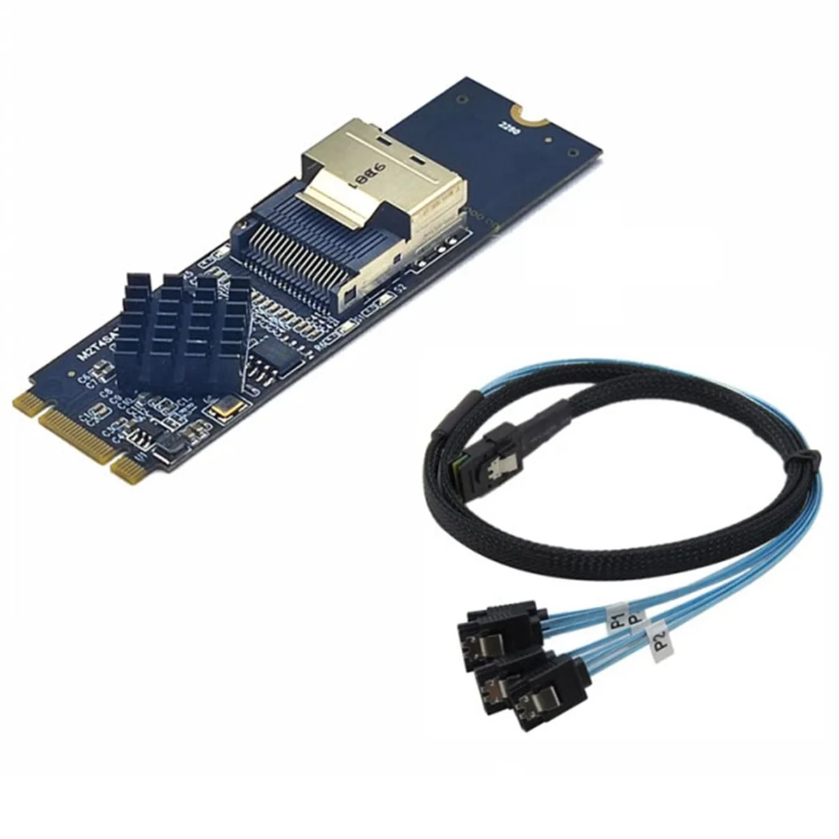 M.2 NVME to Mini SAS SFF-8087 Expansion Card Support 4 Port SATA3.0 6Gbps HDD SSD SATA Controller SFF8087 to M2 NVME