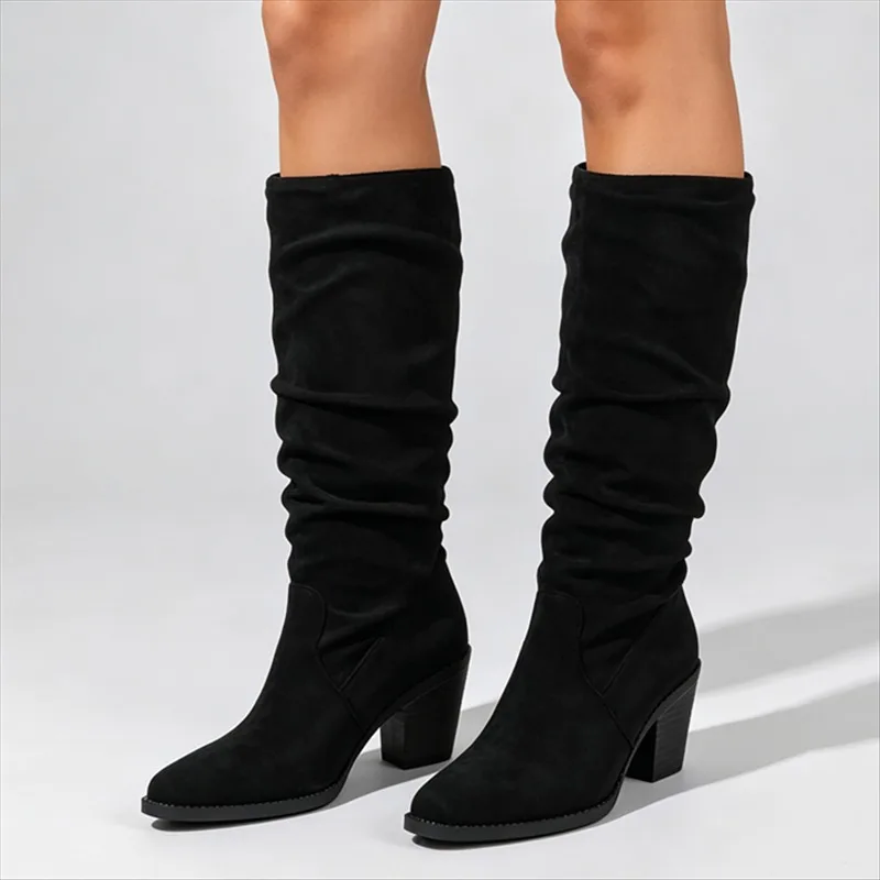 Velvet-lined Pile Boots for Ladies, Suitable for Autumn and Winter, Long and Tall Boots
