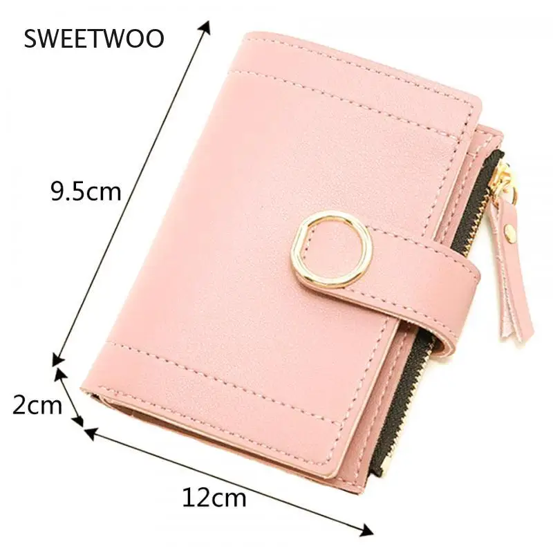 Women's Leather Latch Wallet Small Fashion Brand Ladies Card Holder Clip Coin Purse Pouch