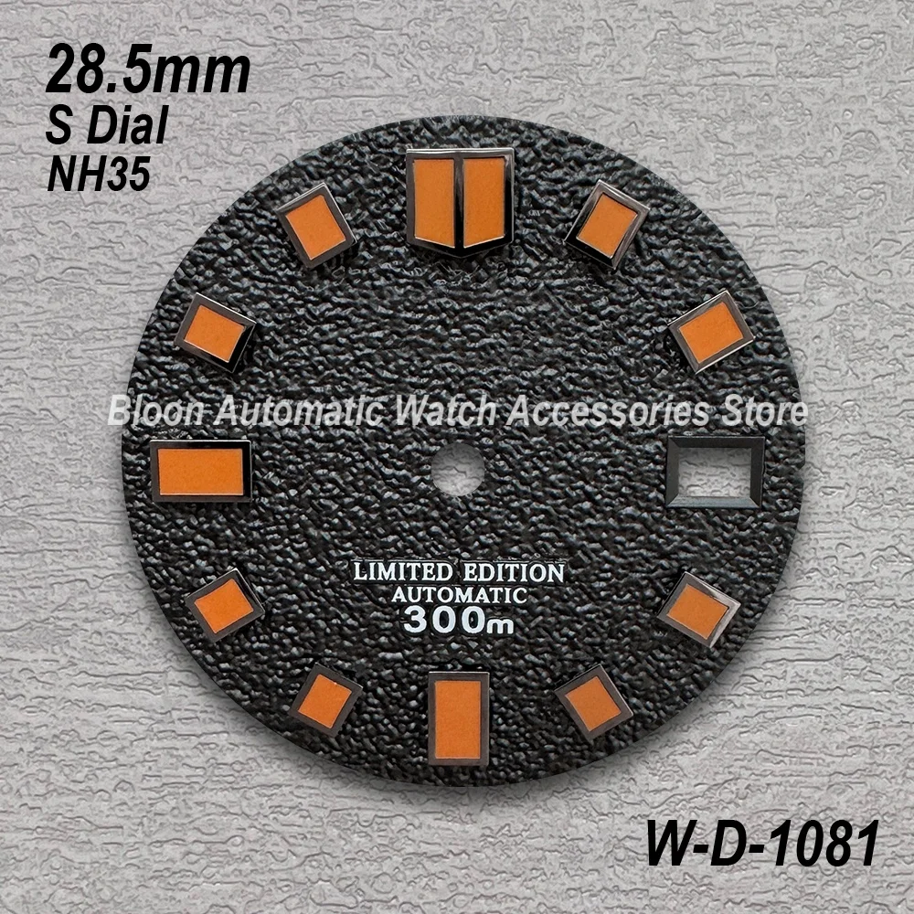 Esfera de buceo NH35 con logotipo S de 28,5mm, adecuada para movimiento NH35/NH36/7S, verde/sin luminoso, accesorios de modificación de reloj de alta calidad