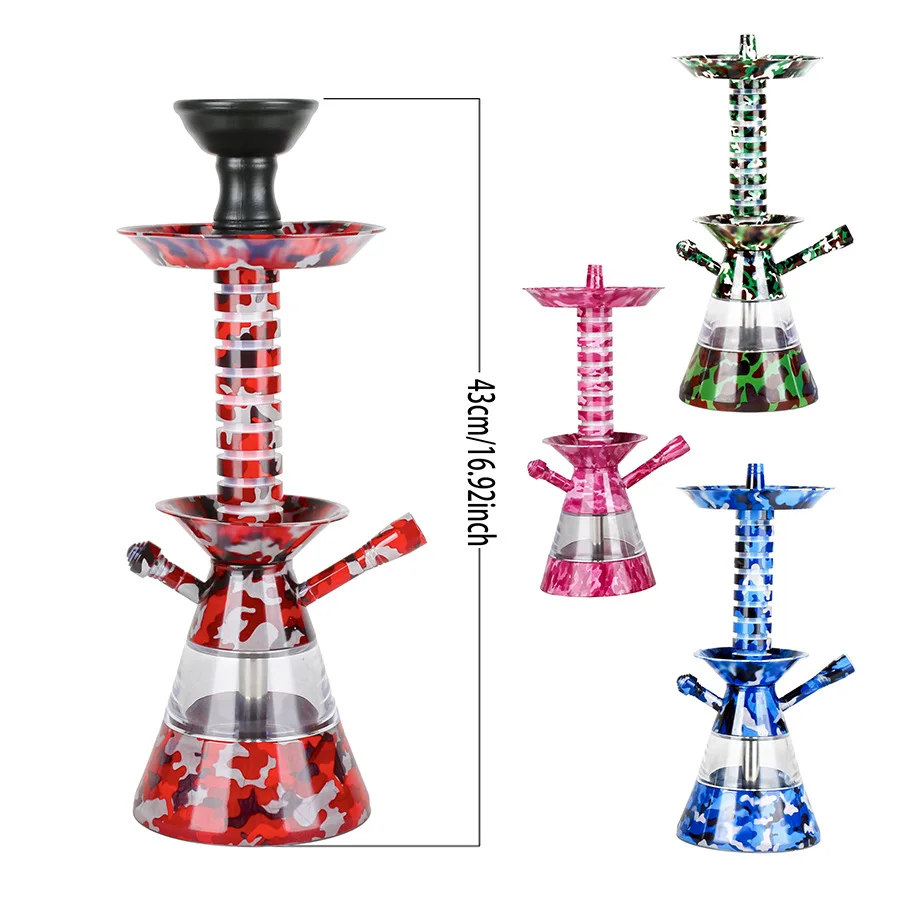 

Arabic Camouflage Mixed Color Medium Single Pipe Shisha Outdoor Acrylic Portable Hookah Narguile Sheesha Chicha Nargile