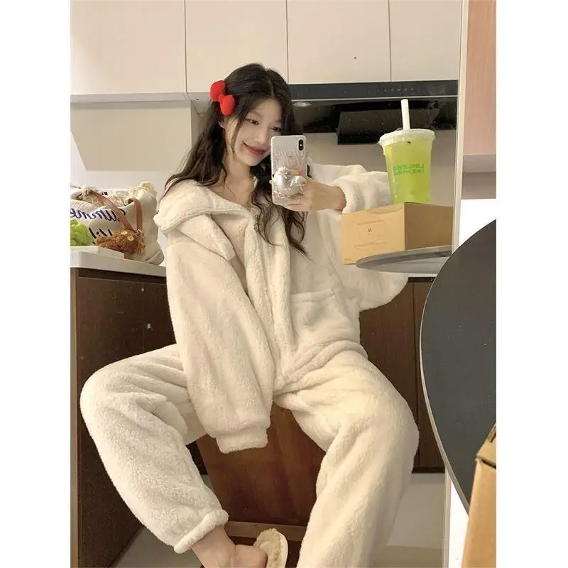 

Winter Nightwear Women's Pajama Set New Girl Homewear Pyjama Woman Couple Sleeping Pajamas Sexy Femme Keep Warm Couples Sets