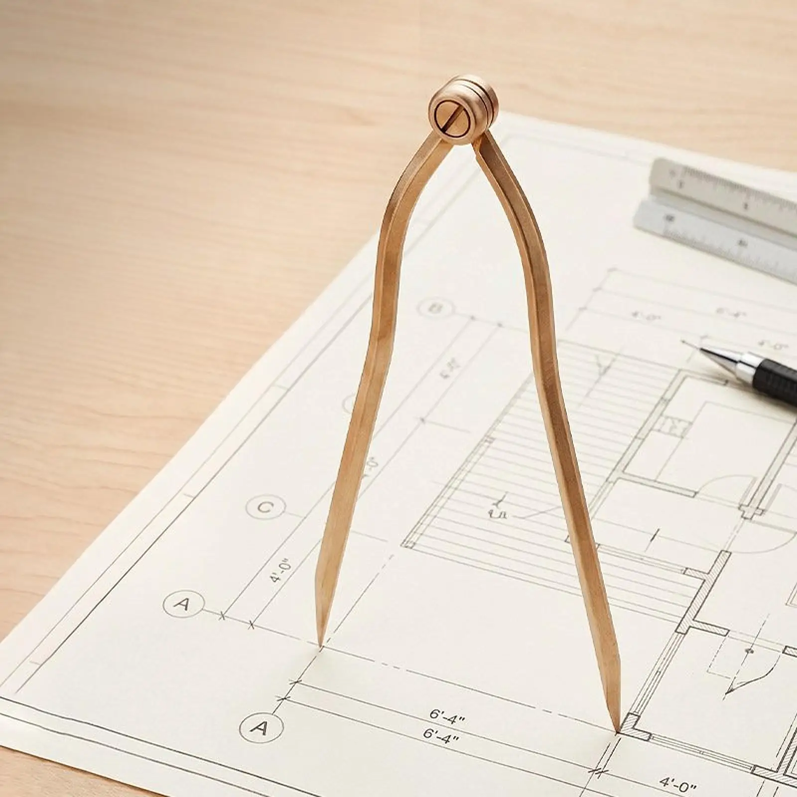 Brass Navigation Divider Single Handed Straight Tool for Marine Nautical Chart Plotting Drafting Precision 18cm