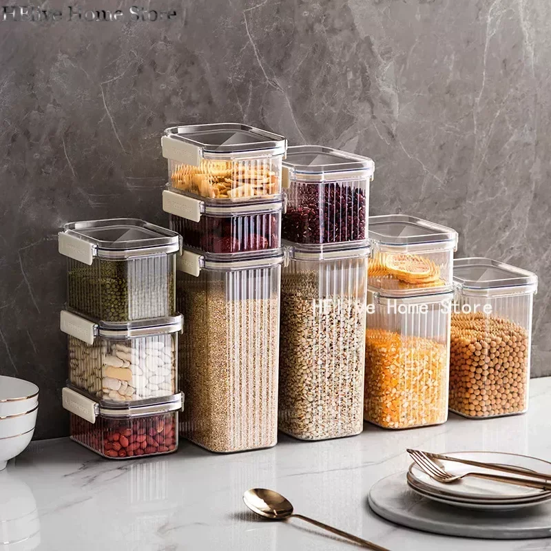 Storage Boxes Rice Container Kitchen Accessories Organizer Fridge Sealed Home Hermetic Pot for Food Transparent Cereals Plastic