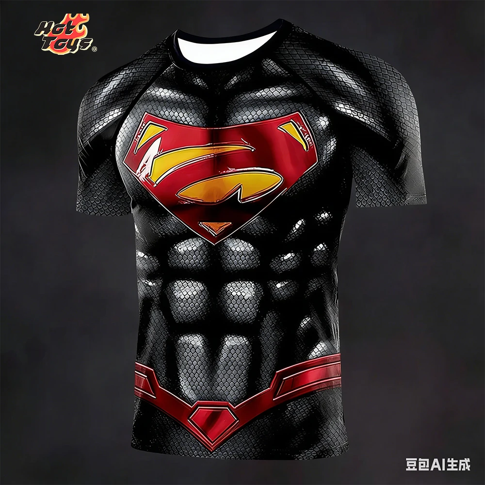 

Новая летняя спортивная рубашка Superman Black/Blue Bizarro с короткими рукавами, мужская футболка для занятий ММА, фитнесом, боксом, дышащий топ большого размера