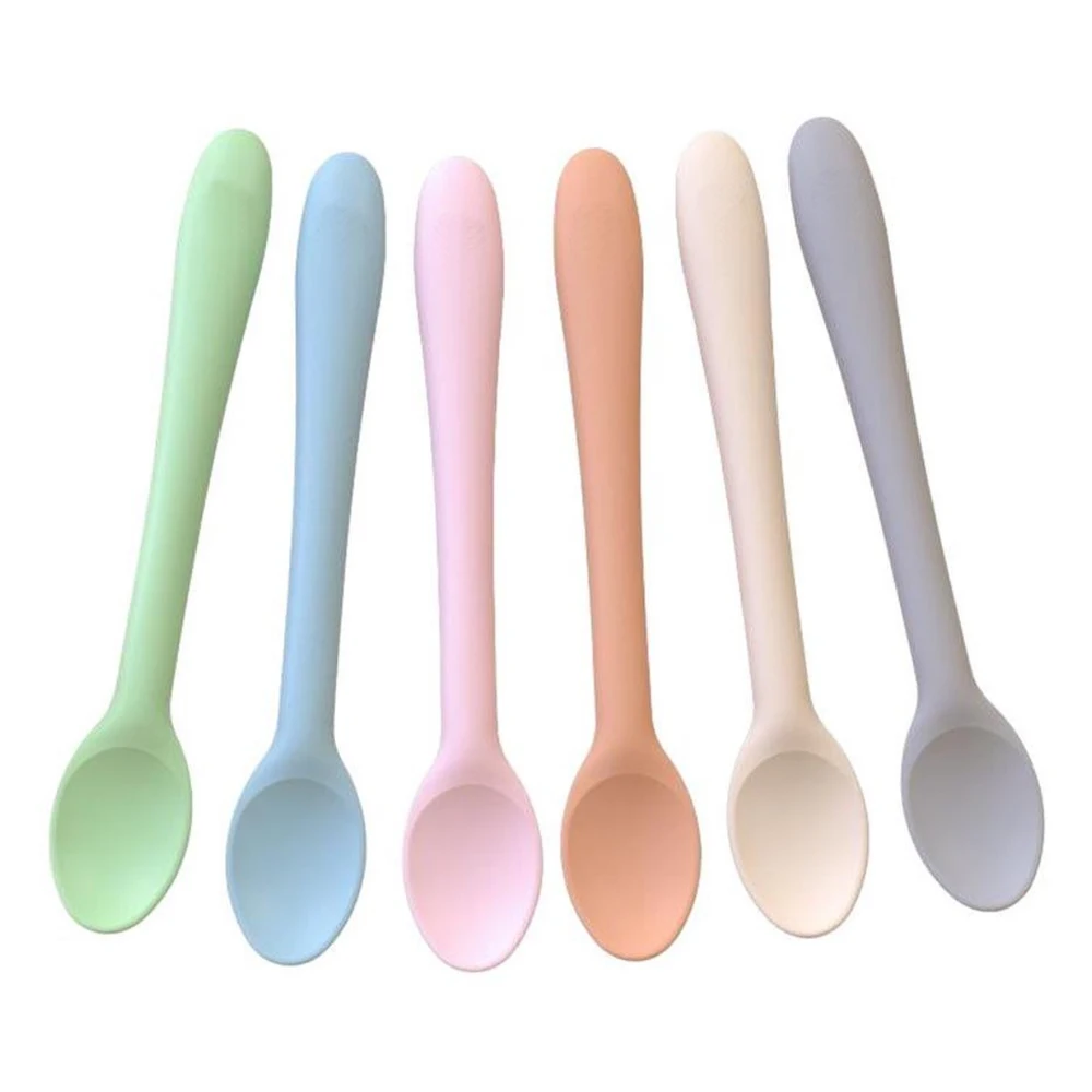 Juego de cucharas de aprendizaje para bebés, juego de cucharas de alimentación para recién nacidos, cubiertos de destete, vajilla para niños, 1/2 Uds.