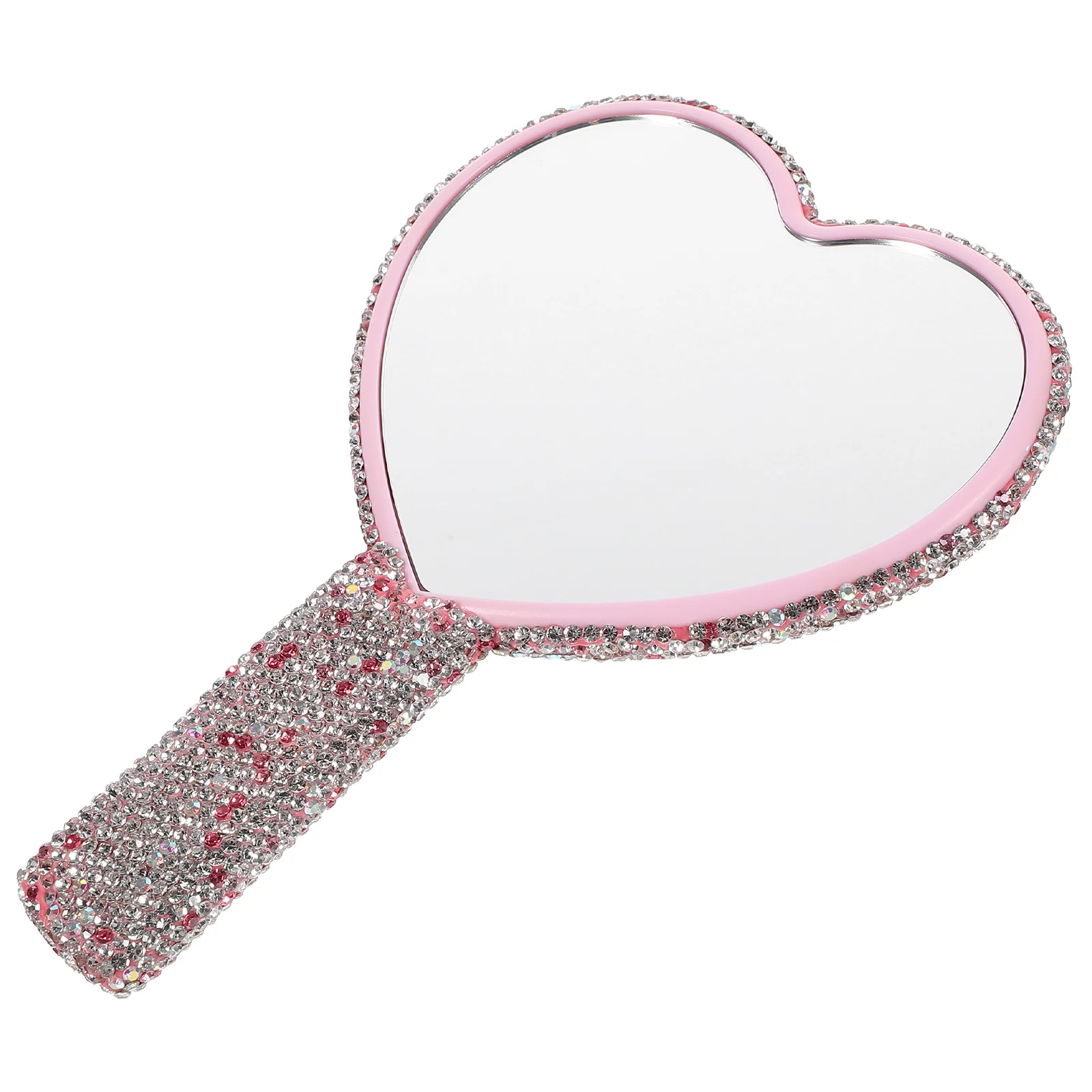 

Heart Shaped Rhinestone Purse Compact Handheld Mirror ABS Material Makeup Mirror Travel Essential Makeup Compact