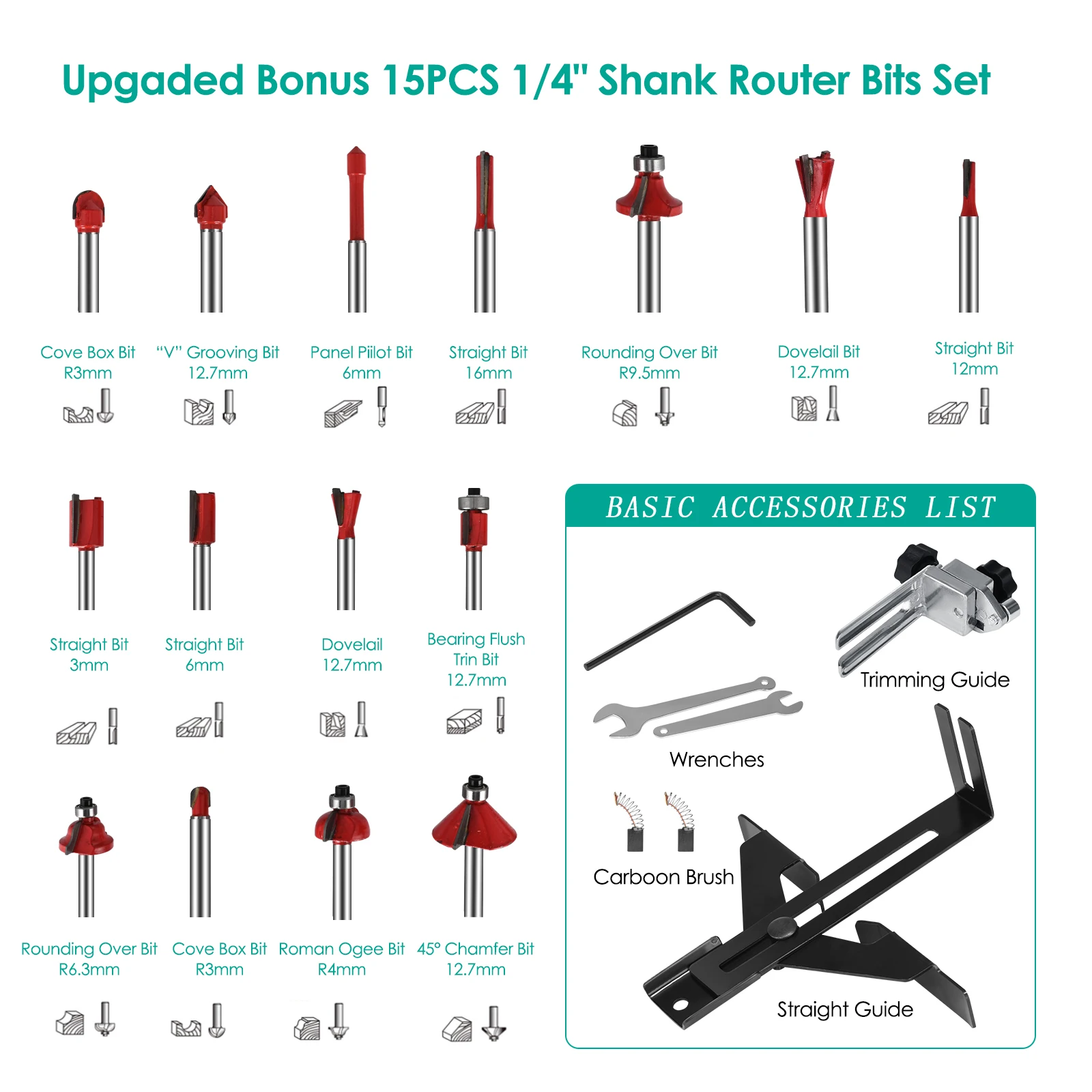 Electric Woodworking Trimmer 15 Milling Cutter Sets 30000rpm Manual Wood Router Machines Tool Wood Grooving Craft Carving DIY