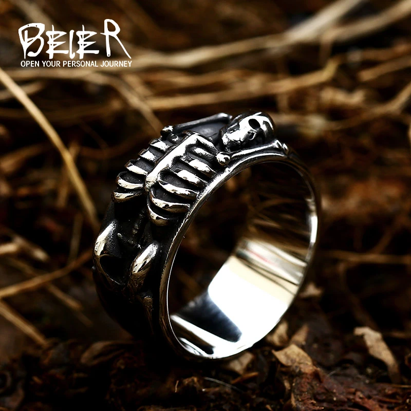 Beier One Piece Sale Unique Thin Skull For Boy And Girl Stainless Steel Lady\'s Finger Ring BR8-373