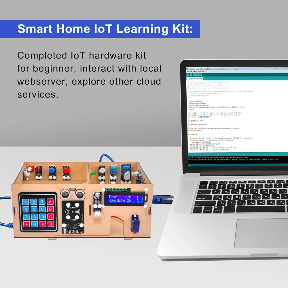 OSOYOO IoT Smart Home Learner Kit for Arduino MEGA2560 Larning Electronic STEM How to Code Mechanical Building