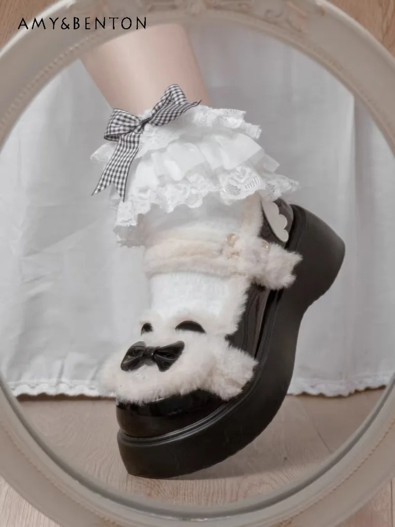 

Japanese Velvet Lolita Thick Bottom Cute Patent Leather Surface Waterproof Table Multi-color Buckle Belt and Single Shoes Women