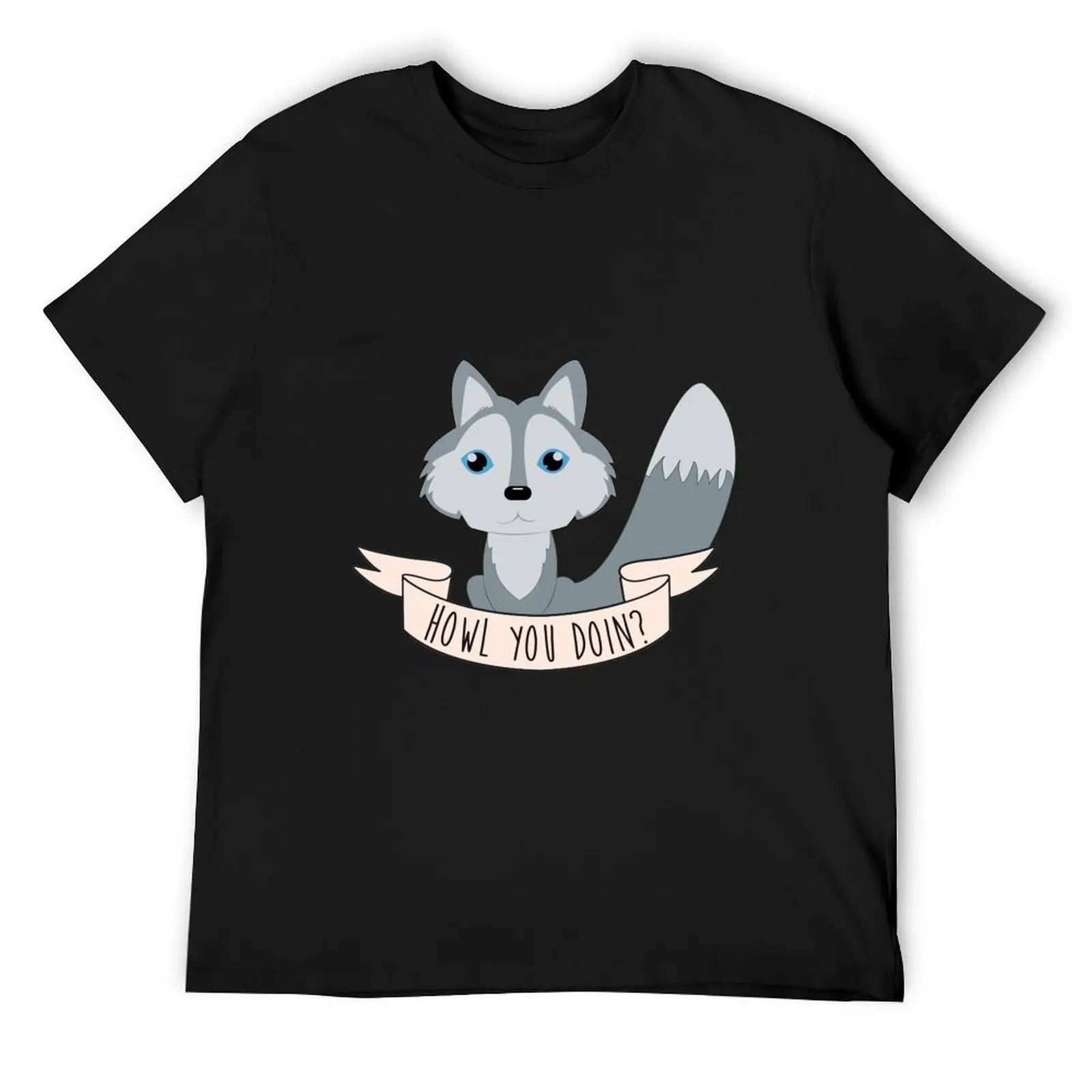 Howl you doin? Wolf T-Shirt korean fashion customs Men's t-shirt