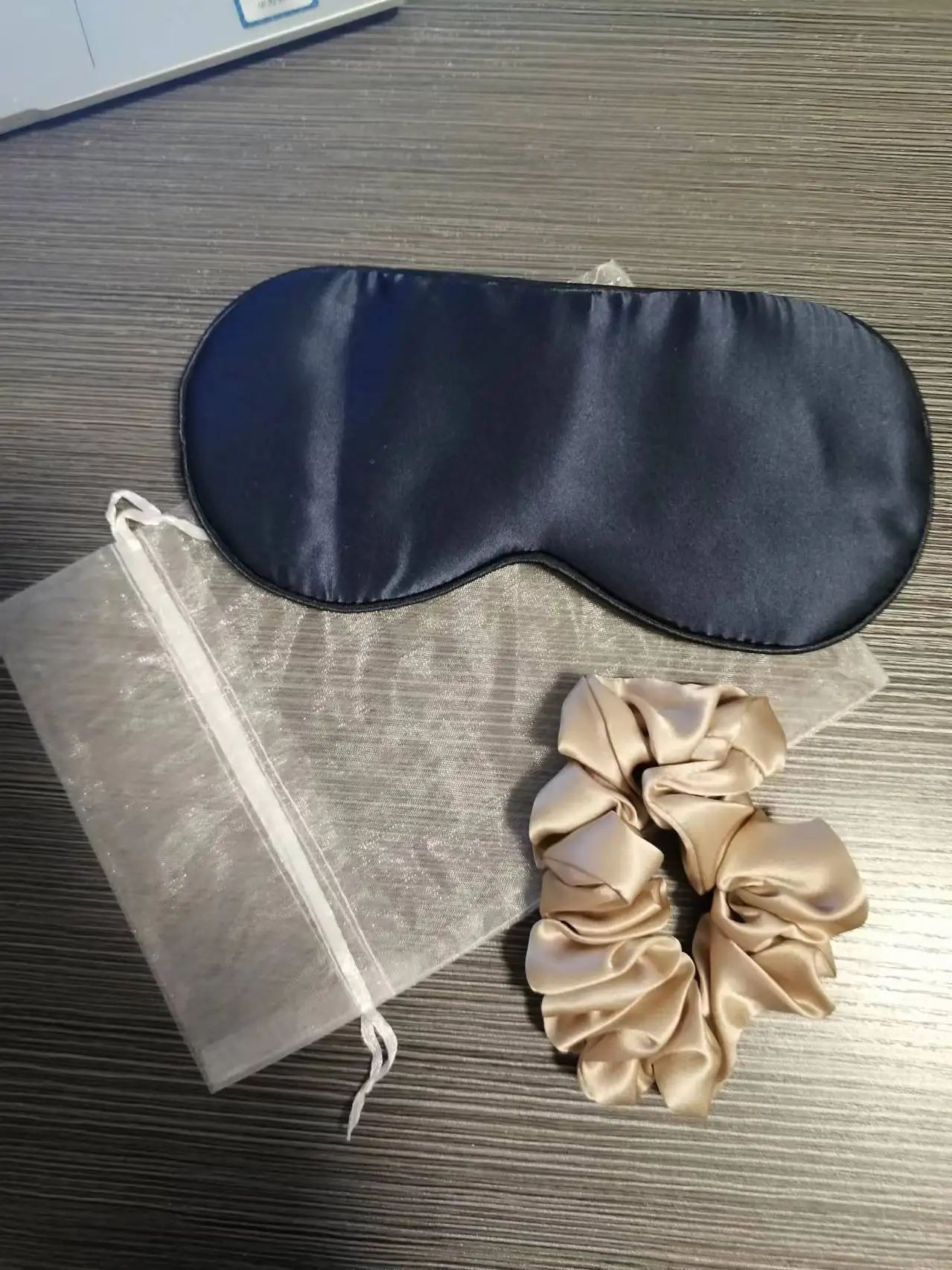 New Silk Suit 19MM Mulberry Silk Eye Mask 3pcs Set Breathable Silk Hair Ring With Bag