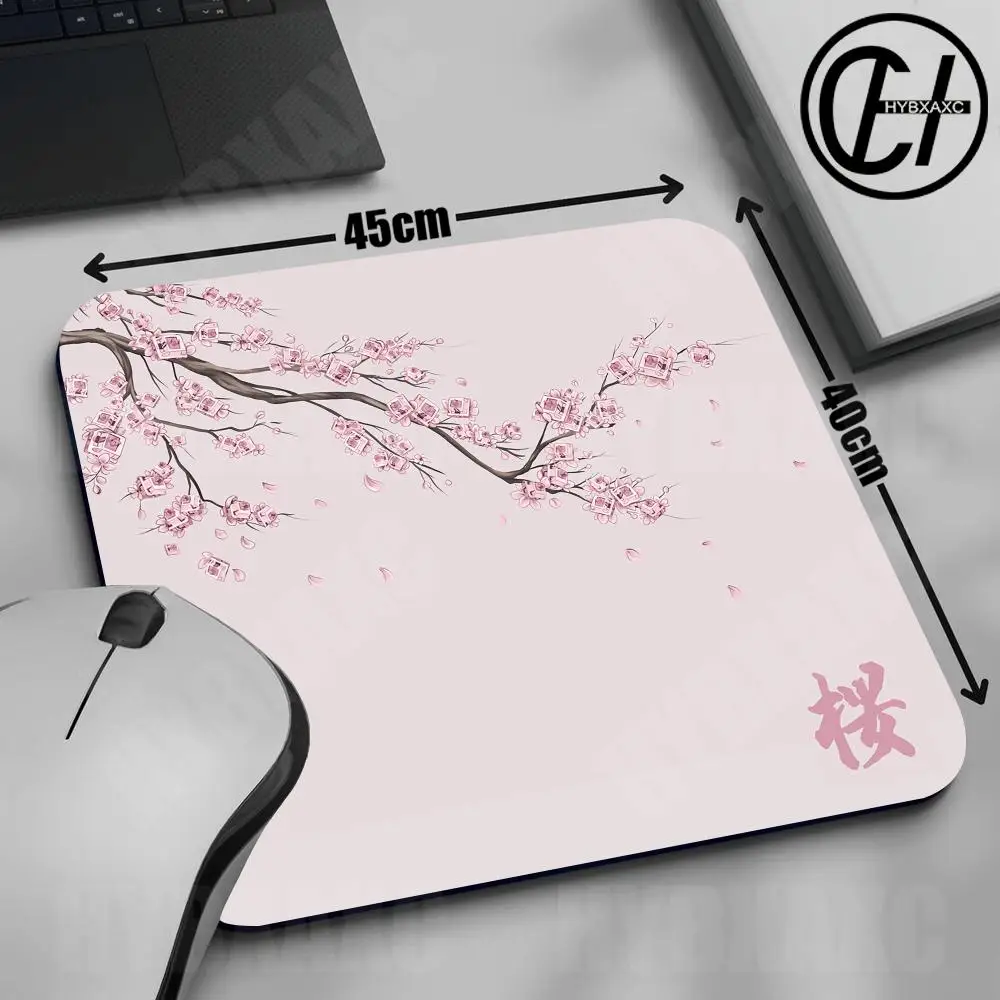 1PC Sakura Small Mouse Pad XS Laptop 500x500MM Non-Slip Edge Lock Square Gaming Office Desk Mouse Pad Gaming Keyboard For Work