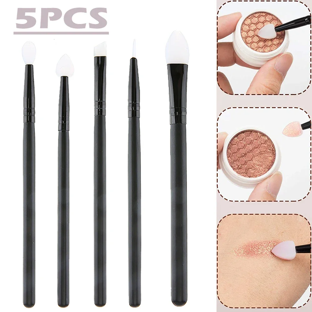 Juego de brochas de silicona para cejas, pinceles aplicadores de delineador de ojos, brocha cosmética de belleza, 5 piezas, herramientas aplicadoras de maquillaje