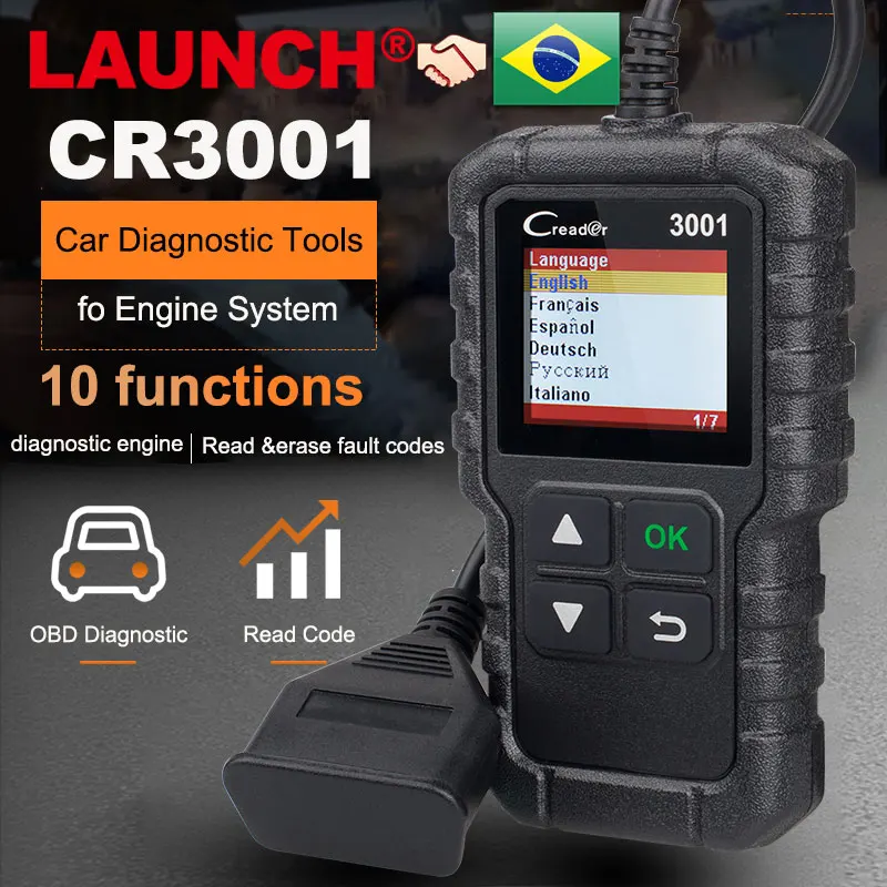 LAUNCH X431 CR3001 Car Diagnostic Tools Full OBD2 Automotive Professional Code Reader Scanner Check Engine lifetime Free Update