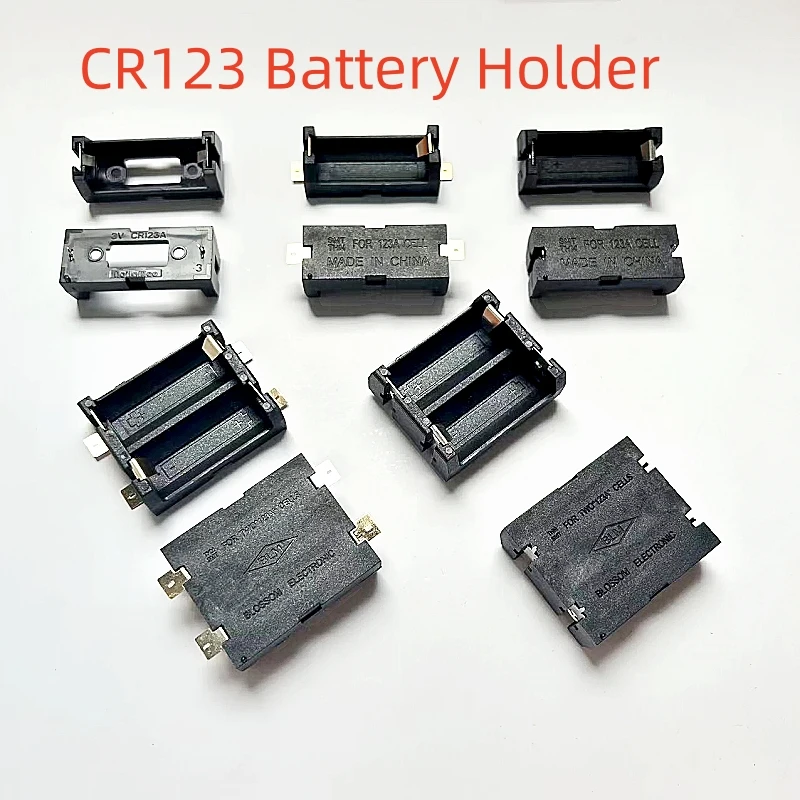 DIY CR123 Lithium Smt THM Battery Holder Case Box Clip Black for CR123A Li-ion battery socket holder