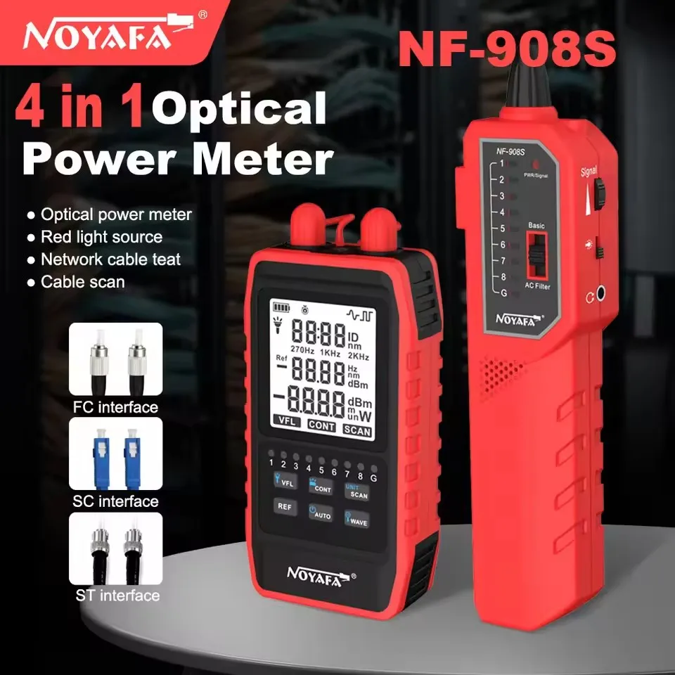 Noyafa NF-908S Optical Power Tester SCAN FC SC ST -60~+8dbm Visual Fault Locator Network Cable Test Fiber Optic Fault Meter