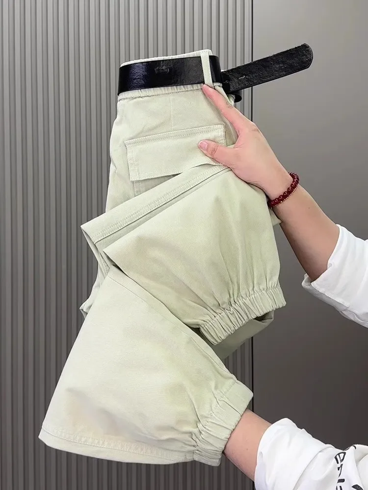 Pantaloni casual moda donna primavera autunno nuovi pantaloni corti in cotone lavato sottile allentato a vita alta pantaloni Haren streetwear moda