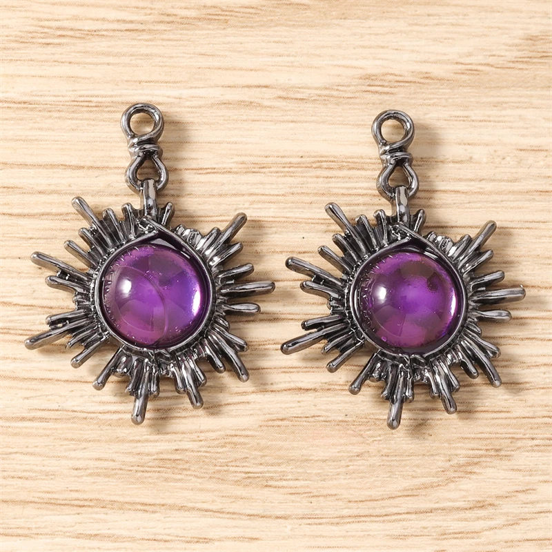 5 Stück 24x32mm Niedliche Bunte Kristall-Metall-Sonnenanhänger für Halsketten, Ohrringe, Armbänder, DIY-Bastelzubehör, Schmuckherstellungszubehör – Detail 20