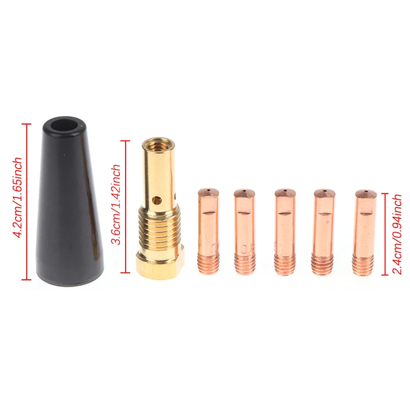 7Pcs/set Gasless Nozzle Tips For Century FC90 Flux-Cored Wire Feed K3493-1 035 0.8/0.9/1/1.2mm MIG Welder Welding Torch