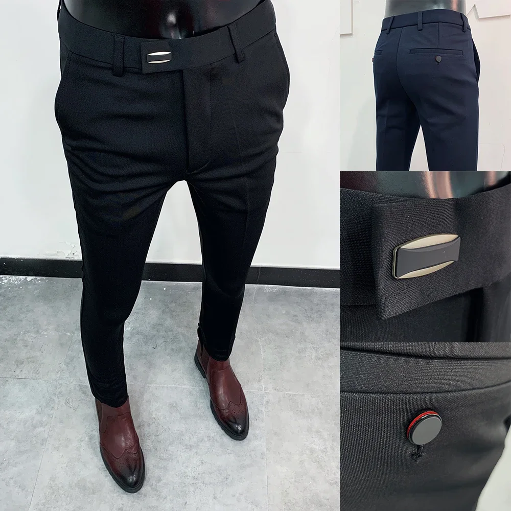 Men Suit Pants 2024 Spring New Solid Casual Slim Trousers Business Male Wedding Straight Leg Pants Classic Fashion Male Clothing