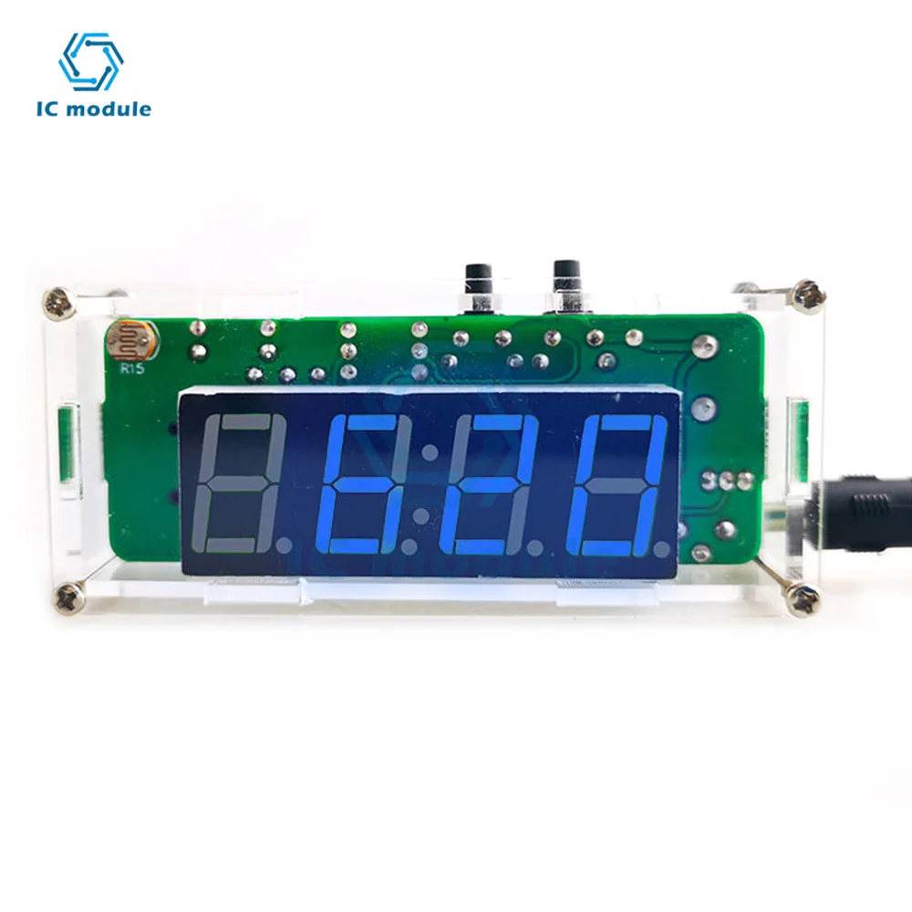 Electronic Clock Kit 51 Single-Chip Microcomputer Light-Controlled Temperature Date Display LED for DIY Learning Electronics